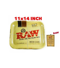 Load image into Gallery viewer, RAW large rolling metal tray 11”x14”(flight )+bamboo large stash handmade box