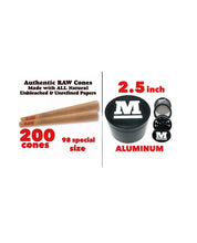 Load image into Gallery viewer, RAW classic 98 special Size Cone + raw aluminum large 2.5inch grinder
