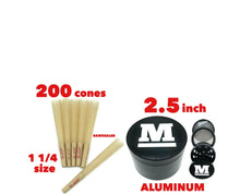 Load image into Gallery viewer, RAW Classic 1 1/4 Size Cone (200PK)+raw aluminum large 2.5inch grinder