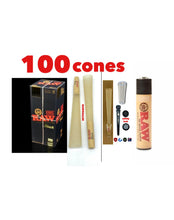 Load image into Gallery viewer, RAW BLACK 1 1/4 size cone(500PK, 300pk, 200pk & 100pk) +raw clipper lighter+glass cone tip+phily tube