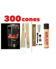Load image into Gallery viewer, RAW BLACK 1 1/4 size cone(500PK, 300pk, 200pk & 100pk) +raw clipper lighter+glass cone tip+phily tube