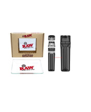 Load image into Gallery viewer, RAW star glass rolling tray 6”x4” + cone herb grinder filler storage 3in 1