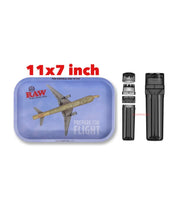 Load image into Gallery viewer, RAW rolling metal tray 11”x7”(FLIGHT)+cone filler herb grinder storage 3 in 1