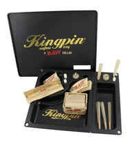 Load image into Gallery viewer, raw rolling kingpin X Collab Mafioso Rolling Tray+glass knuckle cone bubbler pip