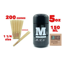 Load image into Gallery viewer, RAW classic 1 1/4 size Cone (200pk, 100pk, 50pk))+M glass herb jar UV smell proof+boveda