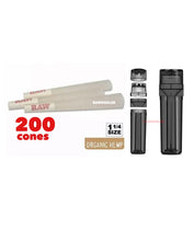 Load image into Gallery viewer, RAW organic hemp 1 1/4 size cone(200pk, 100pk, 50pk)+cone herb grinder filler storage 3in1