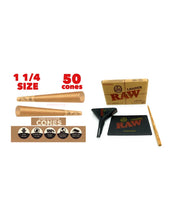 Load image into Gallery viewer, Zig Zag 1 1/4 size Unbleached Cone(200PK, 100PK, 50PK)+raw 1 1/4 cone loader