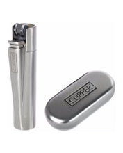 Load image into Gallery viewer, Clipper Shiny full Metal lighter Refillable ( Gold/Silver) + clipper box+raw three tree case