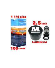 Load image into Gallery viewer, elements organic rice cone 1 1/4 size + aluminum large 2.5inch grinder