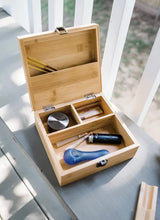Load image into Gallery viewer, RAW large rolling metal tray 11”x14”(flight )+bamboo large stash handmade box