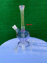 Load image into Gallery viewer, 9inch glass purple heart bong bubbler pipe with 2x 14mm bowl.