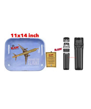 Load image into Gallery viewer, RAW large metal tray 11”x14” + cone filler herb grinder storage 3 in 1