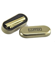 Load image into Gallery viewer, Clipper Shiny full Metal lighter Refillable ( Gold/Silver) + clipper box+raw three tree case