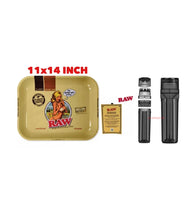 Load image into Gallery viewer, RAW large metal tray 11”x14” + cone filler herb grinder storage 3 in 1