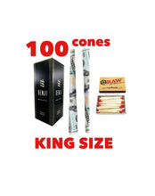 Load image into Gallery viewer, benji $100 bill pre rolled cone w tip king size(100PK, 50PK)+raw wood matches