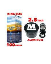 Load image into Gallery viewer, elements organic rice cone king size + aluminum large 2.5inch grinder