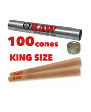 Load image into Gallery viewer, RAW classic King size cone with tip(100 packs)+raw aluminum cigar tube