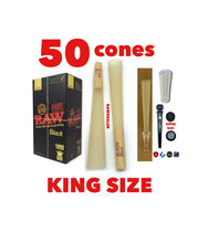 Load image into Gallery viewer, RAW BLACK king size cone(300pk, 200pk, 100pk, 50pk)+glass cone tip+phily tube