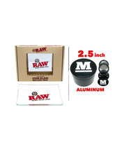 Load image into Gallery viewer, raw star glass rolling tray 6”x4” +aluminum large 2.5inch grinder