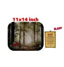 Load image into Gallery viewer, RAW large rolling metal tray 11”x14”(flight )+bamboo large stash handmade box