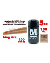 Load image into Gallery viewer, RAW classic king Size Cone (200pk, 100pk, 50pk)+M glass herb stash jar UV smell proof+boveda