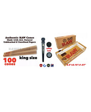 Load image into Gallery viewer, RAW king Size Pre-Rolled Cone(100 Pack)+ raw glass ashtray+Tube