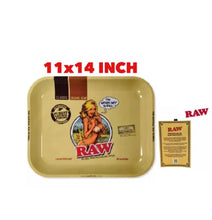 Load image into Gallery viewer, RAW large rolling metal tray 11”x14”(flight )+bamboo large stash handmade box