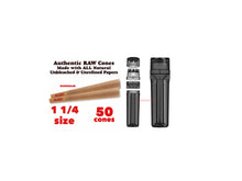 Load image into Gallery viewer, Raw classic 1 1/4 size pre rolled cone 50/100/200 cones + portable pre rolled cone 3in1 herb grinder filler storage