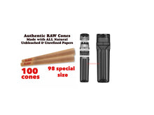 Load image into Gallery viewer, Raw classic 98 special size pre rolled cone 50/100/200 cones + portable pre rolled cone 3in1 herb grinder filler storage