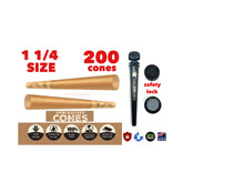 Load image into Gallery viewer, Zig zag unbleached 1 1/4 size pre rolled cone 50/100/200 cones + philadelphia smell proof tube