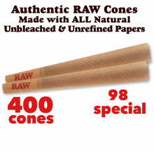 Load image into Gallery viewer, Raw classic 98 special size pre rolled cone with tip 50pk | 100pk | 200pk | 300pk | 400pk | 500pk + Philadelphia smell proof tube