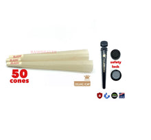 Load image into Gallery viewer, Raw organic hemp king size pre rolled cone with tip 50pk | 100pk | 200pk | 300pk | 500pk + Philadelphia smell proof tube