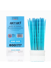 Load image into Gallery viewer, RAW Juicy Lucy BLUE pre rolled cone king size made in France 50pk | 100pk | 200pk + glass cone tip + BPA free tube