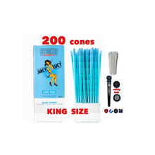 Load image into Gallery viewer, RAW Juicy Lucy BLUE pre rolled cone king size made in France 50pk | 100pk | 200pk + glass cone tip + BPA free tube