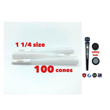 Load image into Gallery viewer, vibes hemp organic pre rolled cone 1 1/4 size 50pk | 100pk | 200pk | made IN france+Philadelphia BPA free smell proof tube