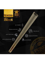 Load image into Gallery viewer, Raw black classic 1 1/4 size pre rolled cone with tip 50pk | 100pk | 200pk | 300pk |+ Philadelphia smell proof tube + Glass cone holder tip