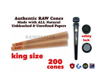 Load image into Gallery viewer, Raw classic king size pre rolled cone with tip 50pk | 100 pk | 200pk | 300pk | 400pk | 500 pk + Philadelphia smell proof tube