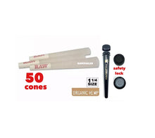 Load image into Gallery viewer, Raw organic 1 /4 size pre rolled cone with tip 50pk | 100pk | 200pk | 300pk | 500pk + Philadelphia smell proof tube