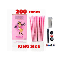 Load image into Gallery viewer, RAW Juicy Lucy PINK pre rolled cone king size made in France 50pk | 100pk | 200pk + glass cone tip + BPA free tube
