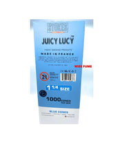 Load image into Gallery viewer, RAW Juicy Lucy BLUE pre rolled cone 1 1/4 size made in France 50pk | 100pk | 200pk + raw lean 1/4 size cone loader