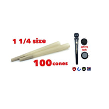 Load image into Gallery viewer, Pure hemp unbleached 1 1/4 size pre rolled cone 50PK 100PK | 1x philadelphia smell proof tube