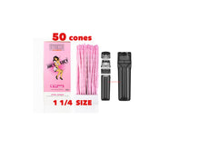 Load image into Gallery viewer, RAW Juicy Lucy PINK pre rolled cone 1 1/4 size cone made in France 50pk | 100pk | 200pk + portable 3in1 tobacco grinder