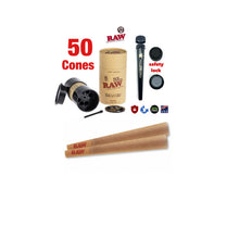 Load image into Gallery viewer, Raw classic king size pre rolled cone with tip 50pk | 100pk | 200pk | 300PK + raw king size 6 six shooter filler + BPAFREE smell proof tube
