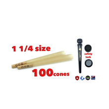 Load image into Gallery viewer, OCB unbleached 1 1/4 size pre rolled cone 50PK 100PK | 1x philadelphia BPA FREE smell proof tube