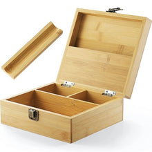 Load image into Gallery viewer, Stash Box with Rolling Tray - Large Storage Bamboo Box to Organize All Your Smoking Accessories - Premium Handmade Wooden Box with Hinged Li