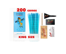 Load image into Gallery viewer, RAW Juicy Lucy BLUE pre rolled cone king size made in France 50pk | 100pk | 200pk + raw 98 king size cone loader