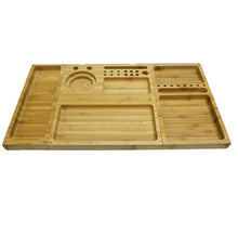 Load image into Gallery viewer, Natural hand made “Triple Flip”Bamboo Magnet Rolling Fold-able Tray with Built-in Ashtray
