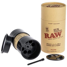 Load image into Gallery viewer, Raw king size pre rolled cone six shooter filler kit + 2.5 Inch 4 Piece Large Aluminum Herb Spice Grinder Crusher (BLACK)