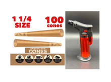 Load image into Gallery viewer, Zig Zag pre rolled cone 1 1/4 size 50pk | 100pk | 200pk + jet flame refillable torch lighter RED color