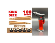 Load image into Gallery viewer, Zig Zag pre rolled cone king size 50pk | 100pk | 200pk | 300pk + jet flame refillable torch lighter RED color